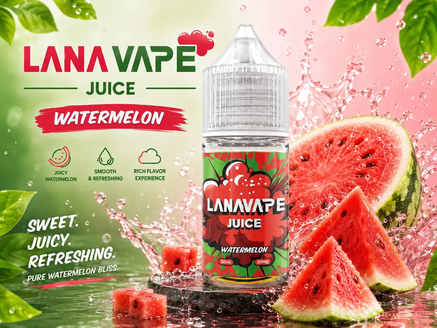 LANA Vape Juice 2026 全系列熱門口味精選,展示多樣化清爽水果風味煙油